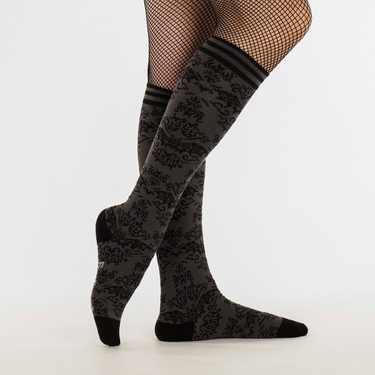 [FootClothes] Bat Damask Knee High Socks
