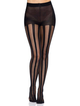 Black Vertical Striped Tights (One Size)