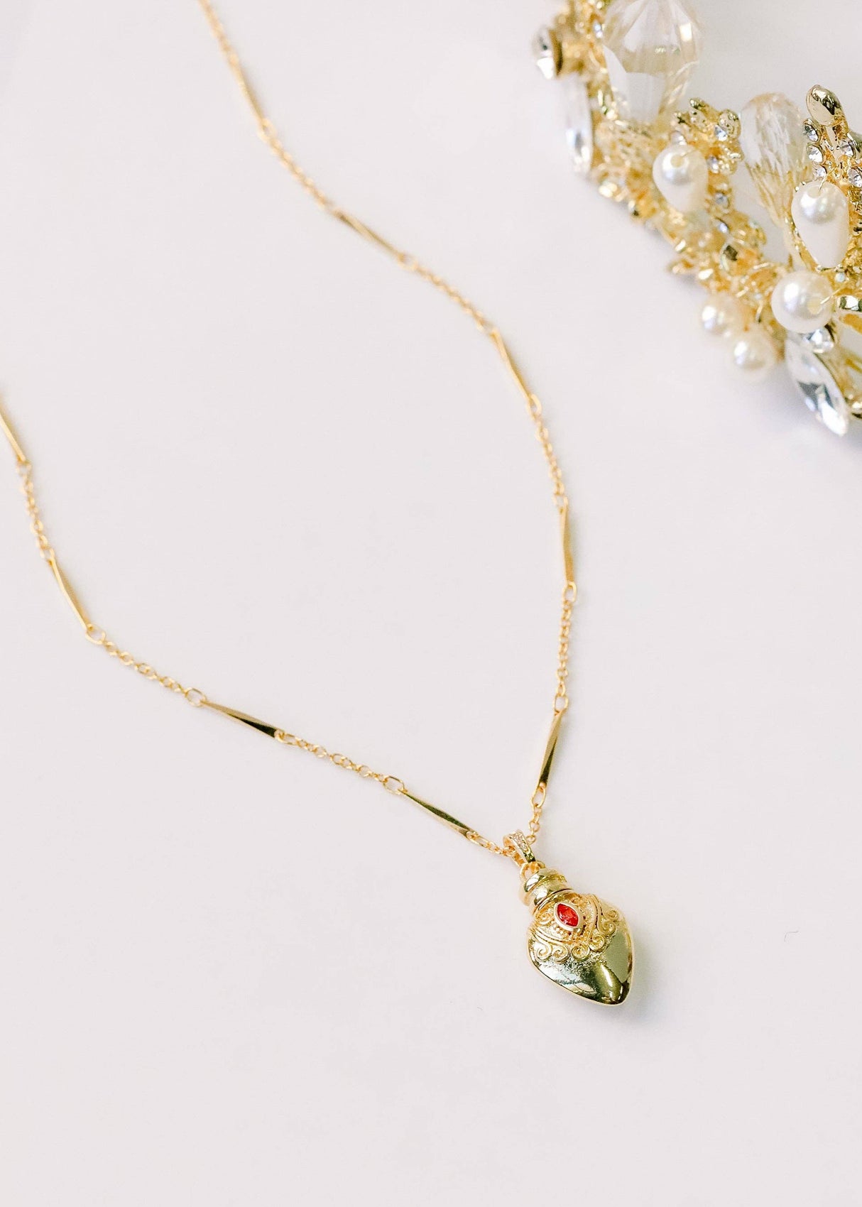Gold Plated Vintage Potion Elixer Charm Necklace