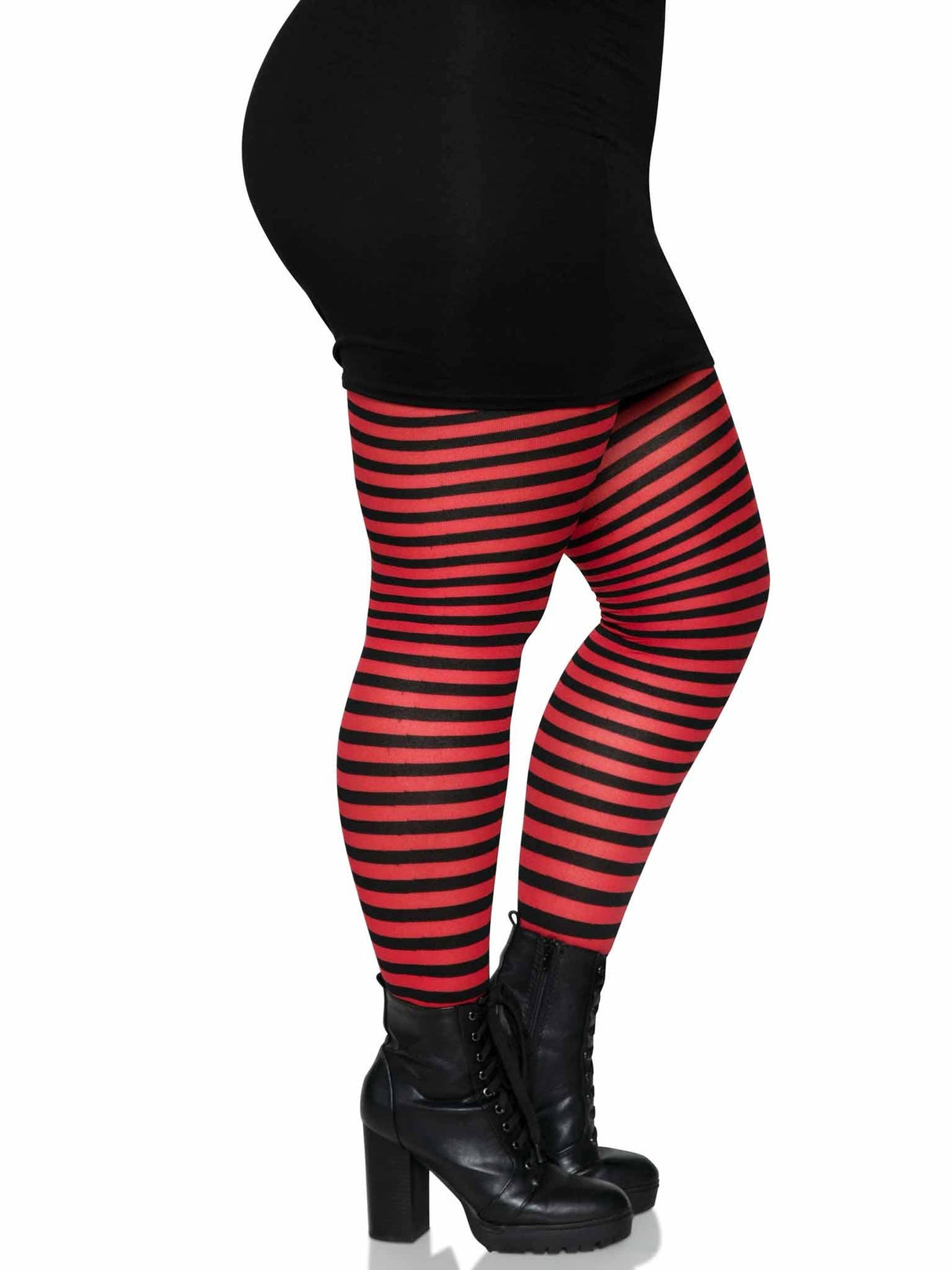 Red & Black Striped Tights (One Size Plus)