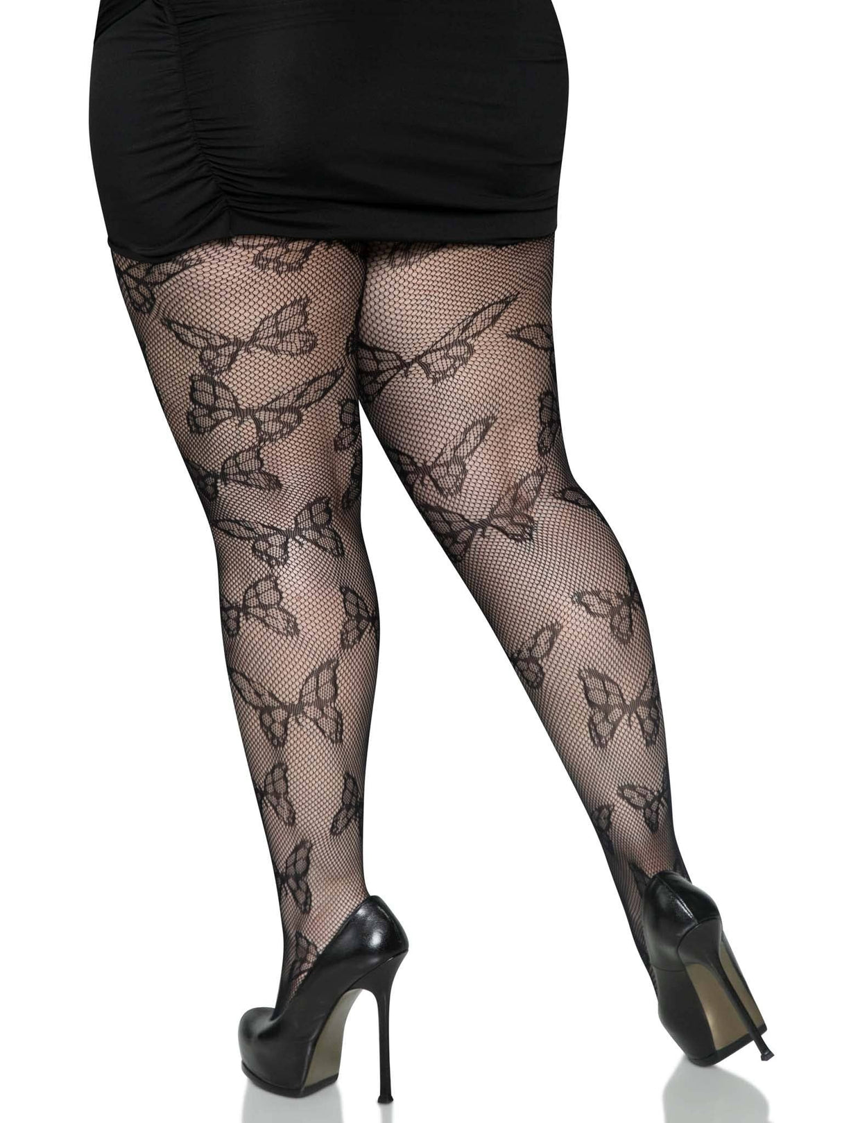 Black Butterfly Fishnet Tights (One Size Plus)