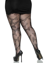 Black Butterfly Fishnet Tights (One Size Plus)