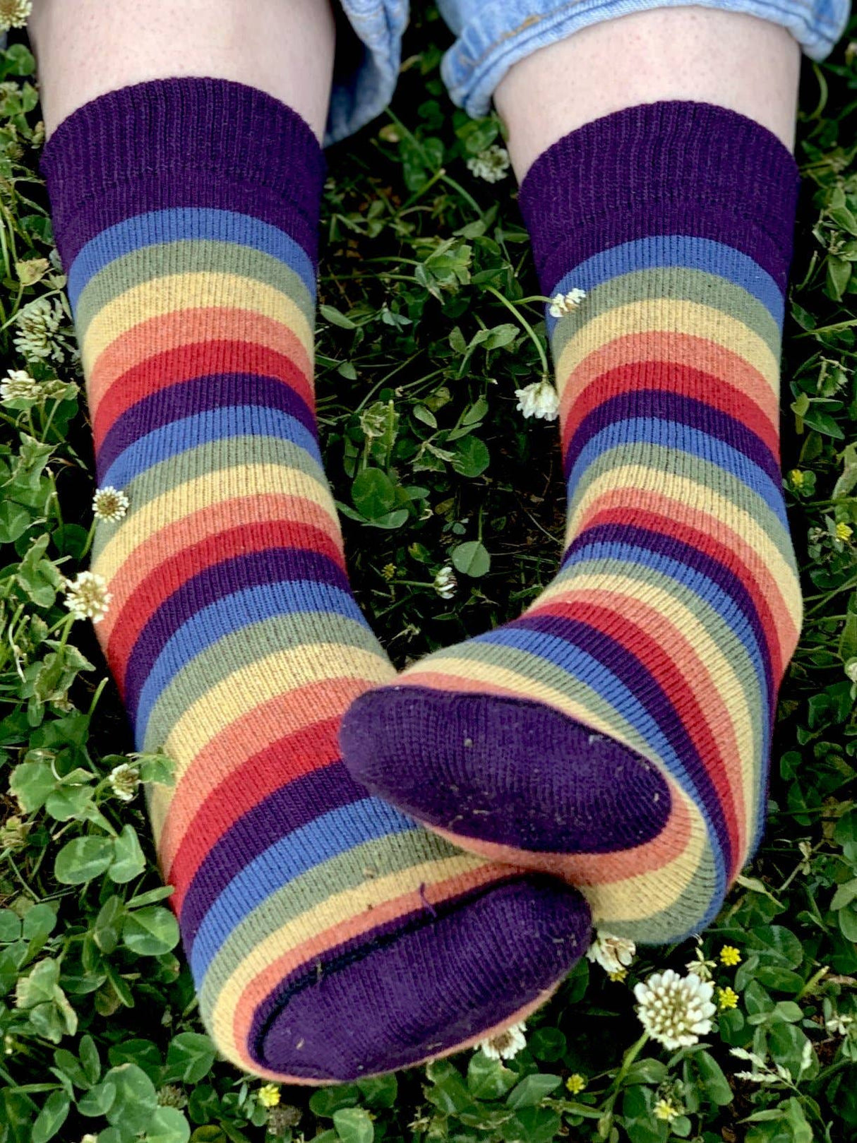 [RocknSocks] Iris Rainbow Striped Crew Socks