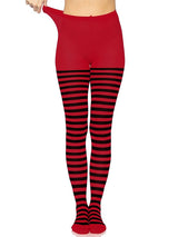 Red & Black Striped Tights (One Size)