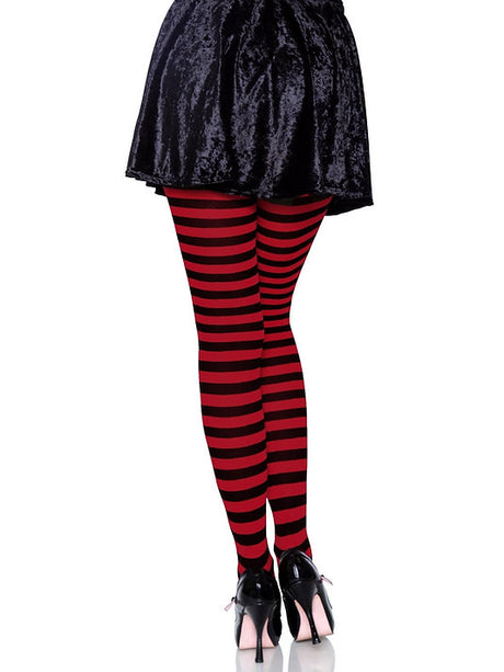Red & Black Striped Tights (One Size)