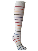 White Light Rainbow Striped Knee High Socks