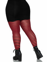 Red & Black Striped Tights (One Size Plus)