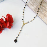 Black Spinel Dark Valentine Lariat Necklace