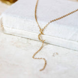 Hammered Moon Lariat Necklace