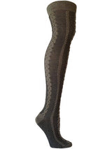 Olive Cable Knit Over the Knee Socks