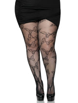 Black Butterfly Fishnet Tights (One Size Plus)