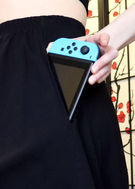 Cotton Black Maxi Skirt With Pockets