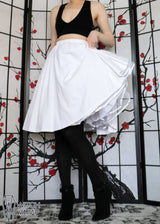 Cotton White Midi Skirt With Pockets