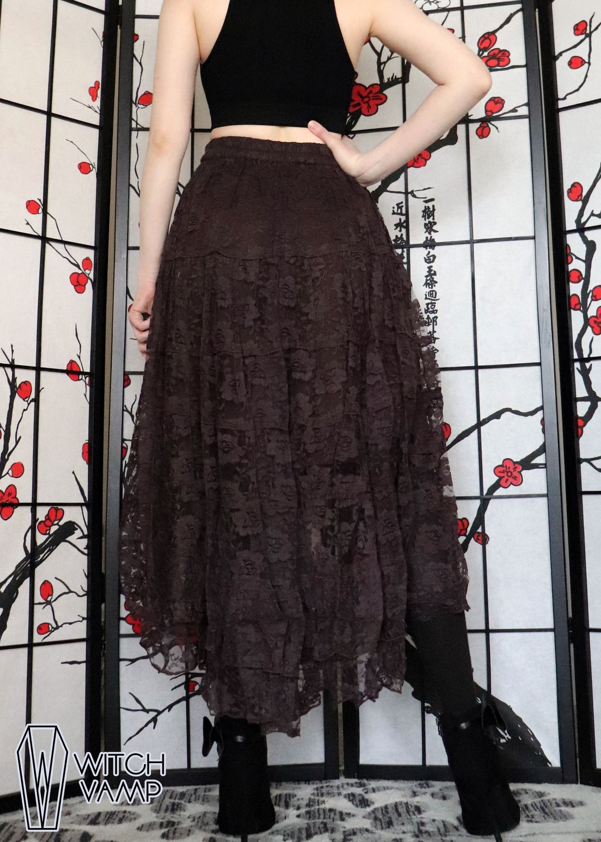 Chocolate High-Low Lace Skirt