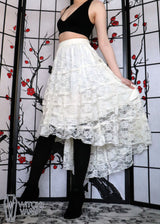 Ivory High-Low Lace Skirt