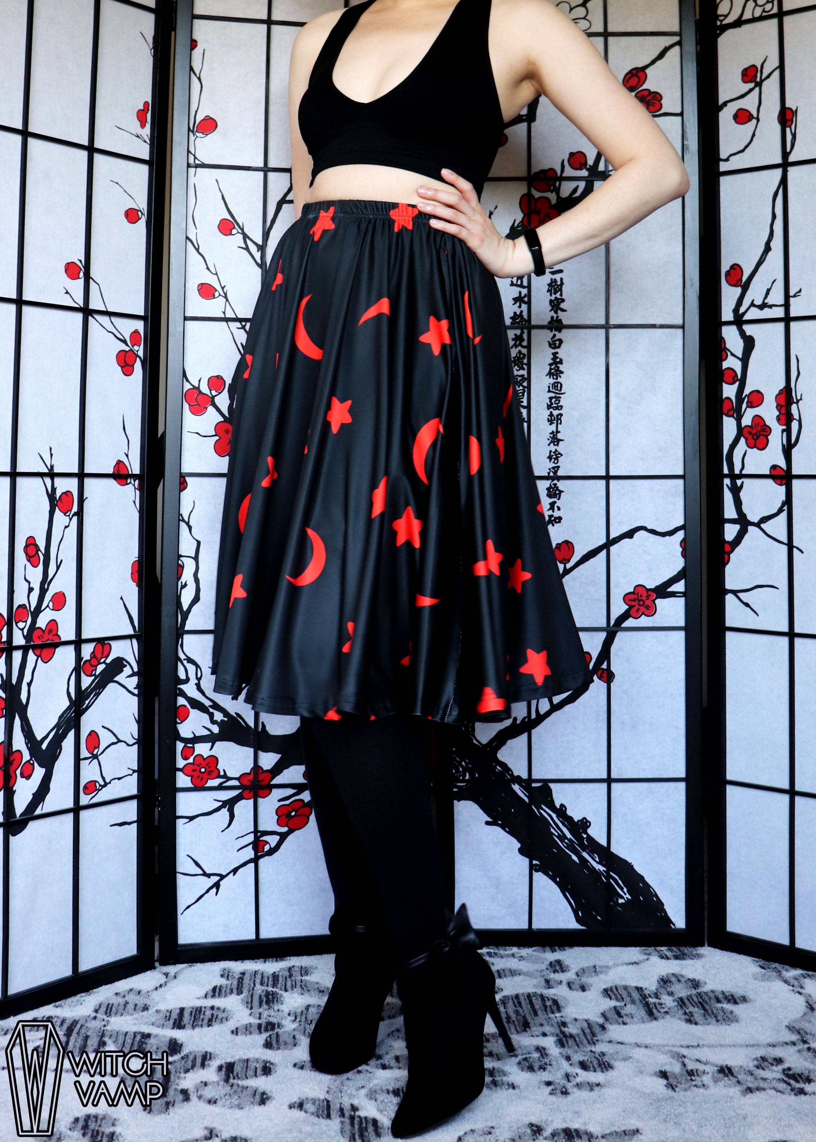【WONDER WONDER】Henny Dot Velvet Frill Skirt Pants Crossover V-Waist Bootcut Flare Pants - Hunter Green Crushed