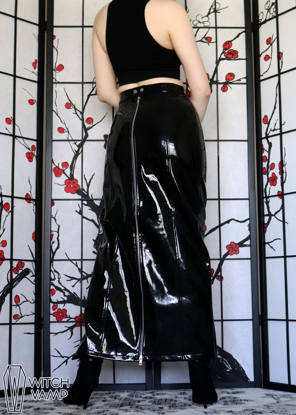 Black PVC Maxi Skirt
