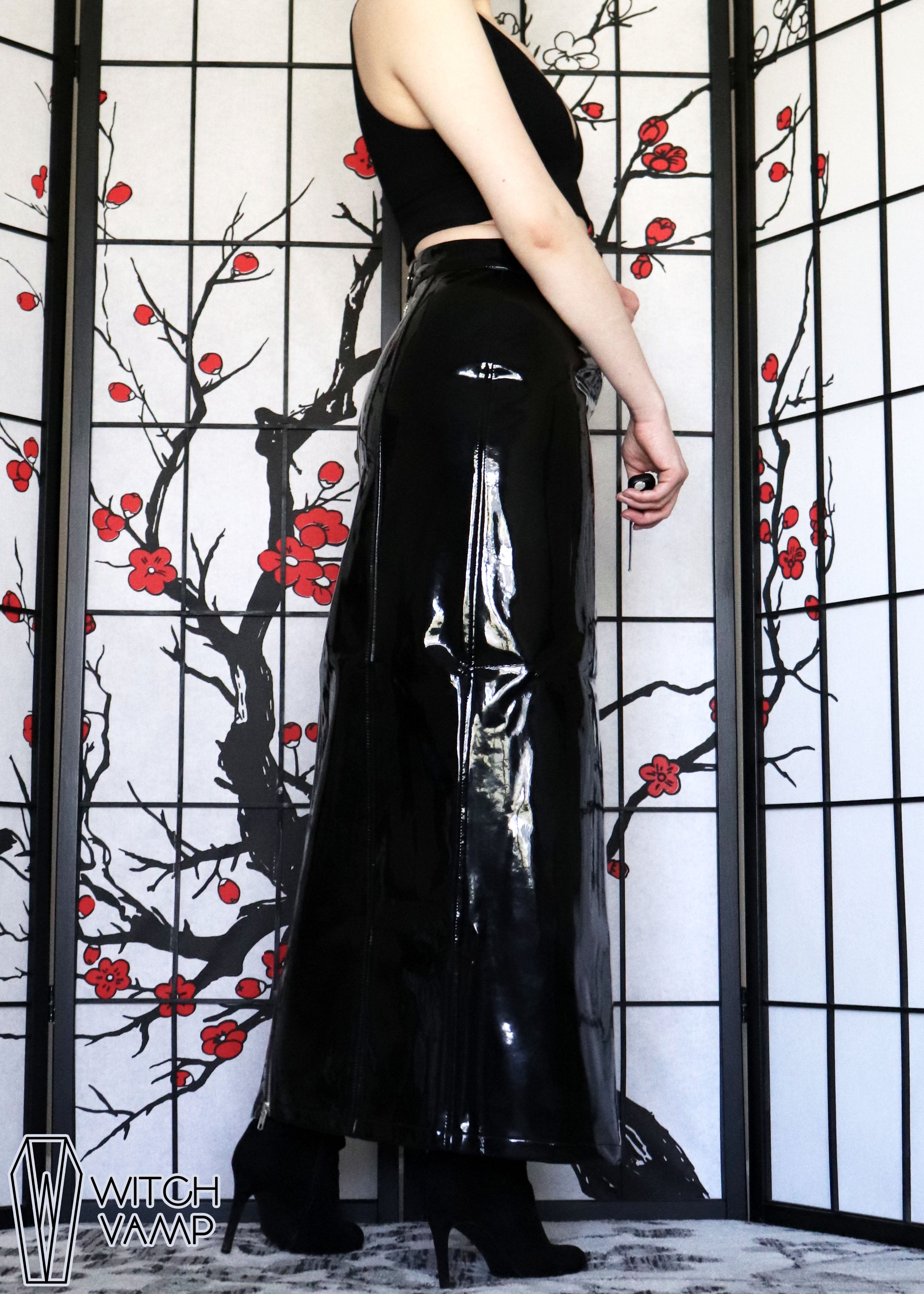 Black PVC Maxi Skirt – Witch Vamp