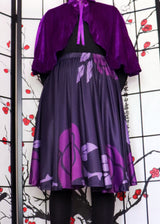 Purple Rose Midi Skirt With Pockets