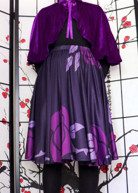 Purple Rose Midi Skirt With Pockets