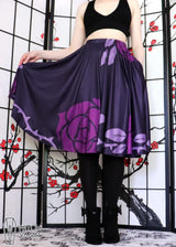 Purple Rose Midi Skirt With Pockets