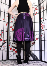 Purple Rose Midi Skirt With Pockets