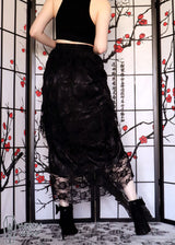Black Lace Adjustable Front High-Low Bustle Skirt
