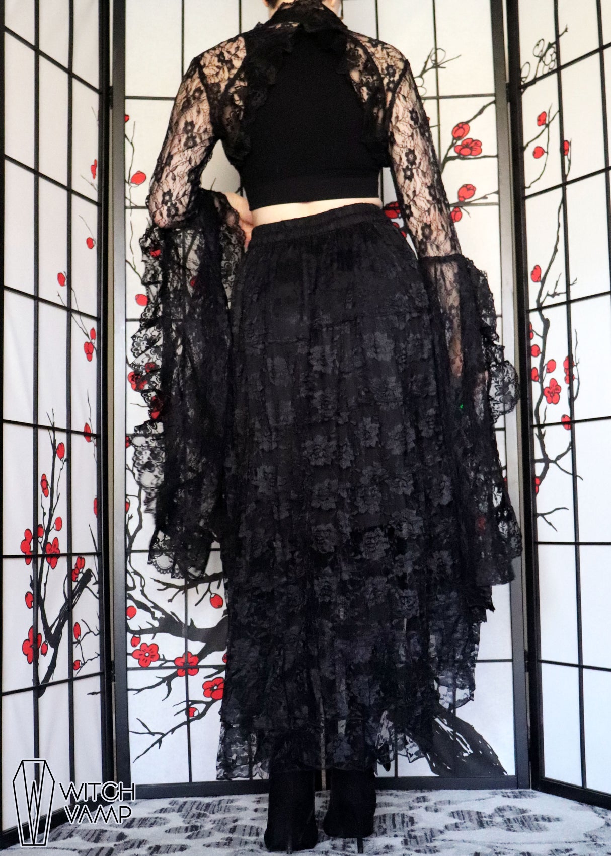 Black High-Low Lace Skirt