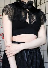 [Limited] Black Velvet & Lace Capelet