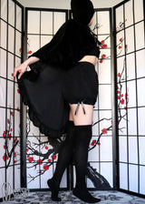 Black Velvet Hooded Ruffle Cape