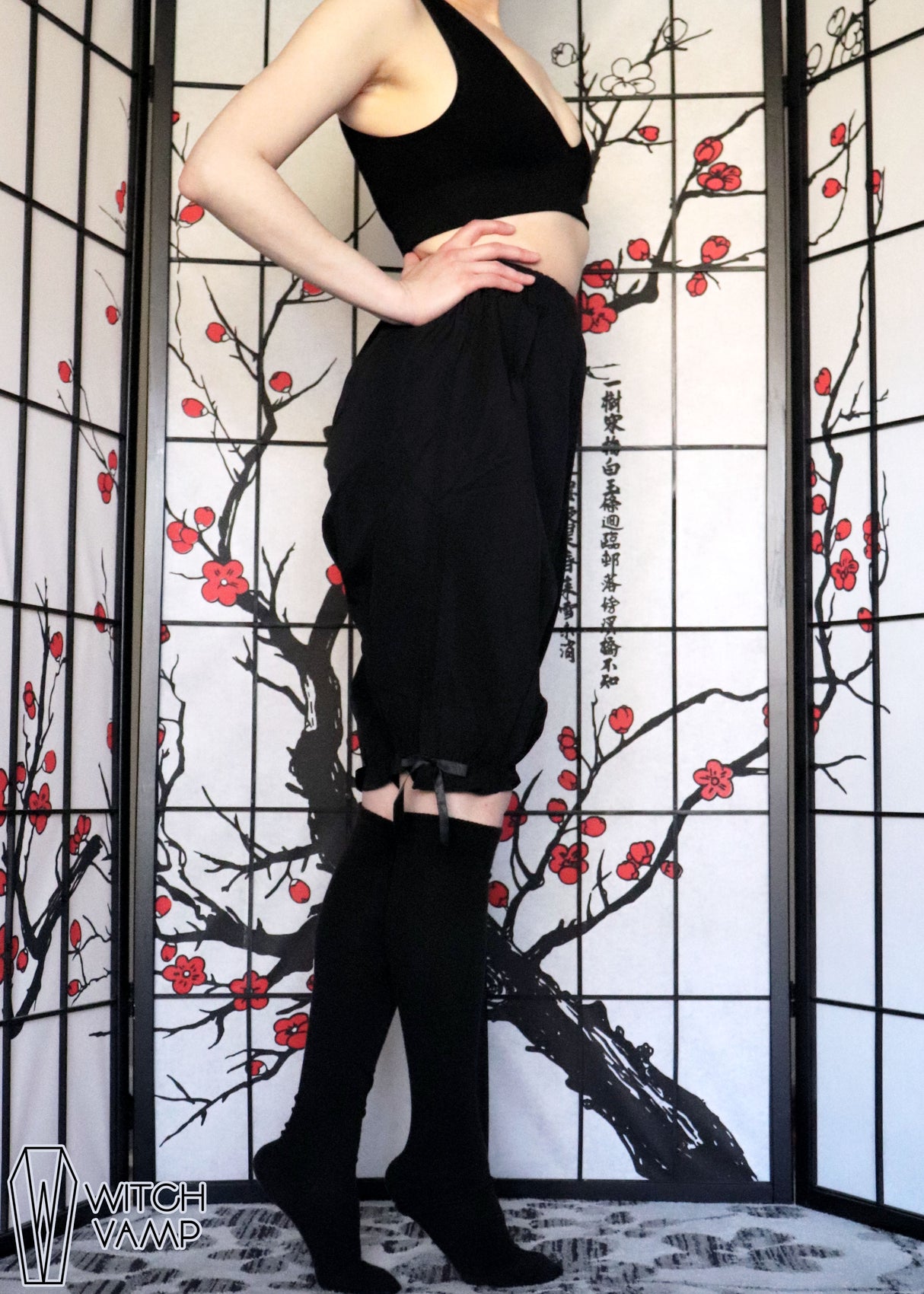 Black Crepe Long Bloomers