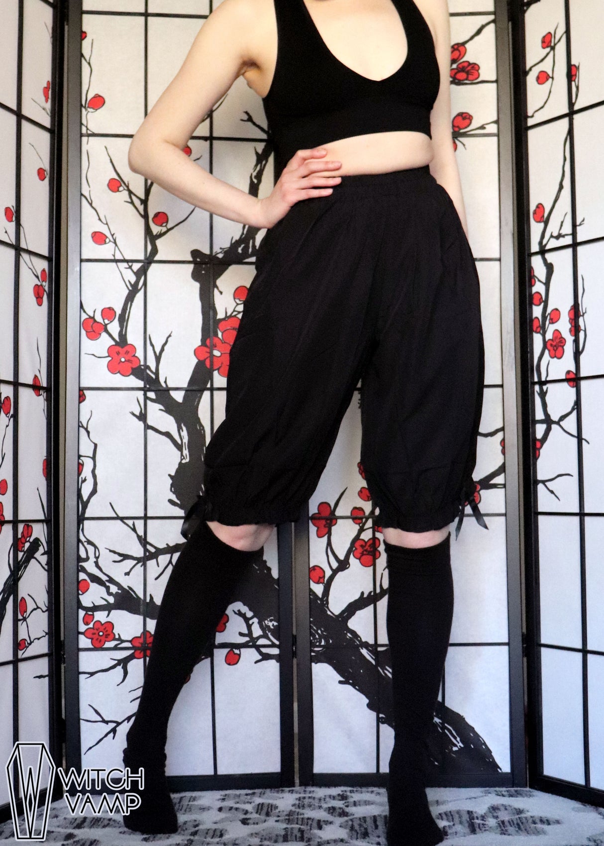 Black Crepe Long Bloomers