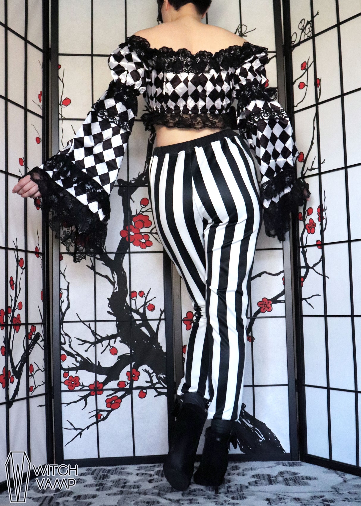 Harlequin Satin Flare Sleeve Peasant Top