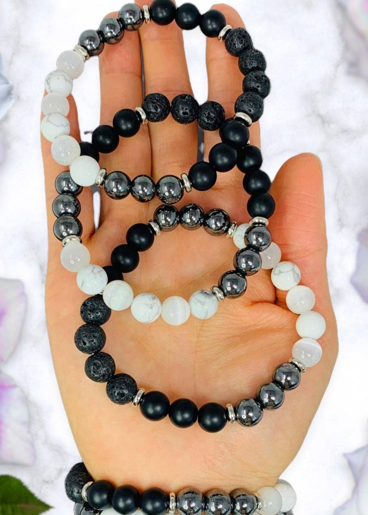 [Soul Charms] Black & White Crystal Bracelet