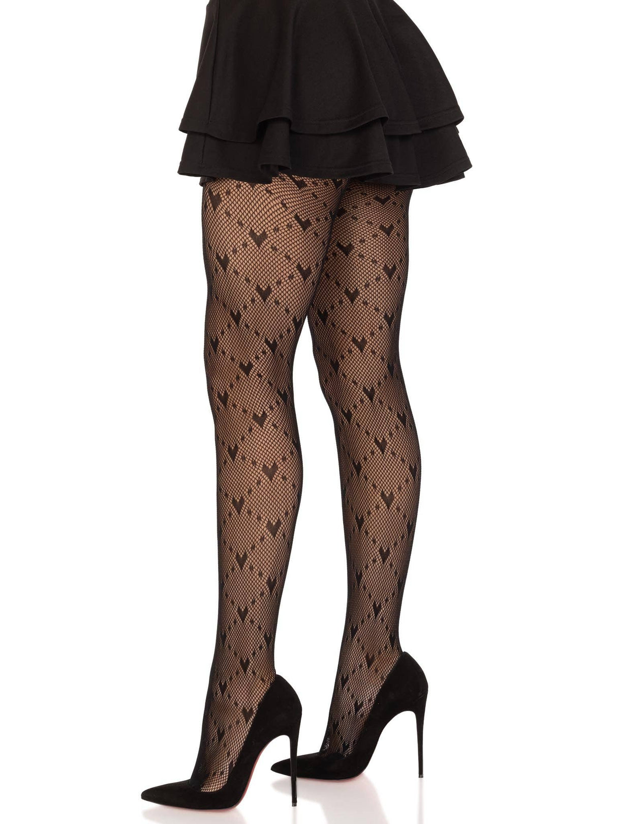 Black Heart Net Tights (One Size)