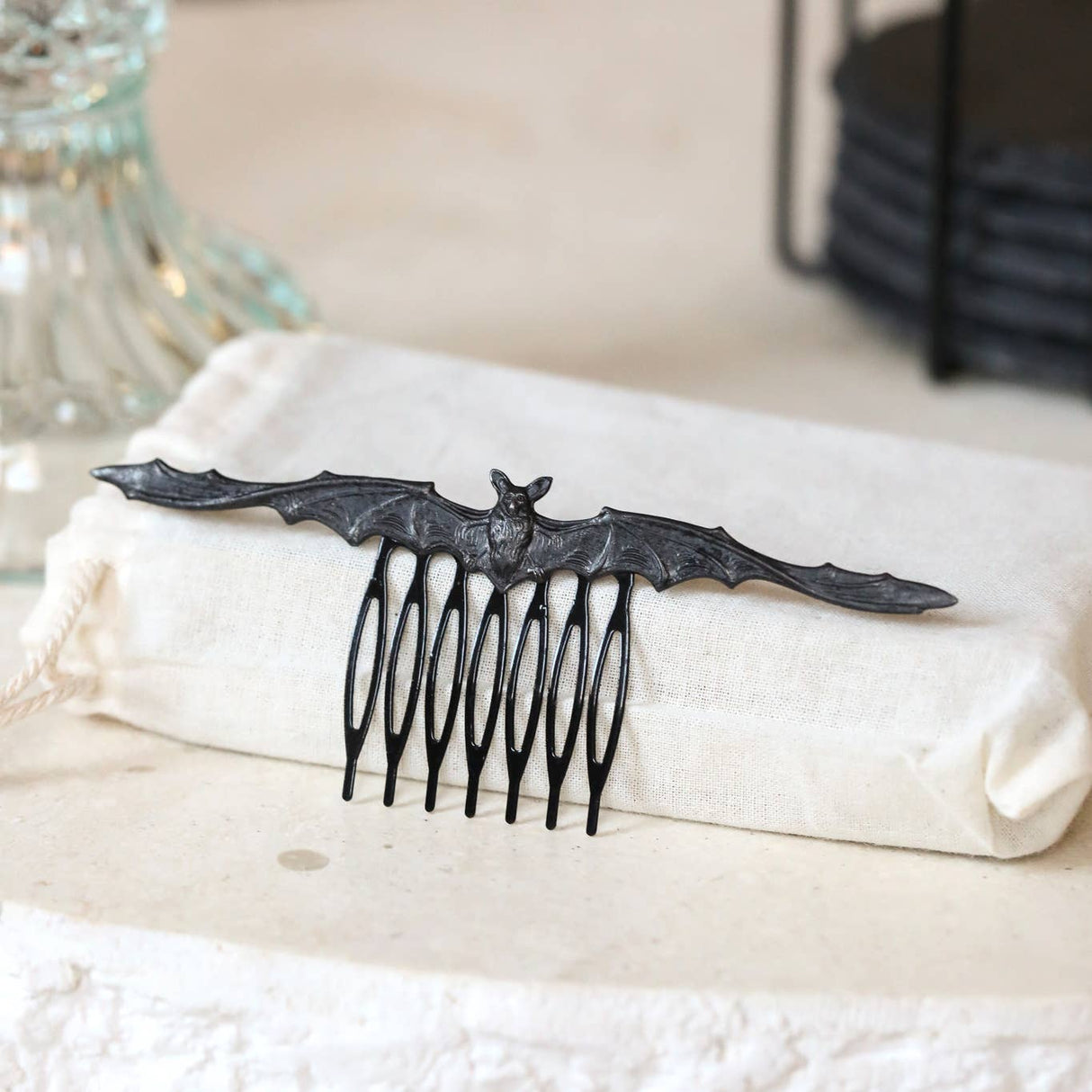 Black Bat Hair Comb
