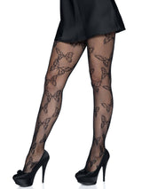 Black Butterfly Fishnet Tights (One Size)
