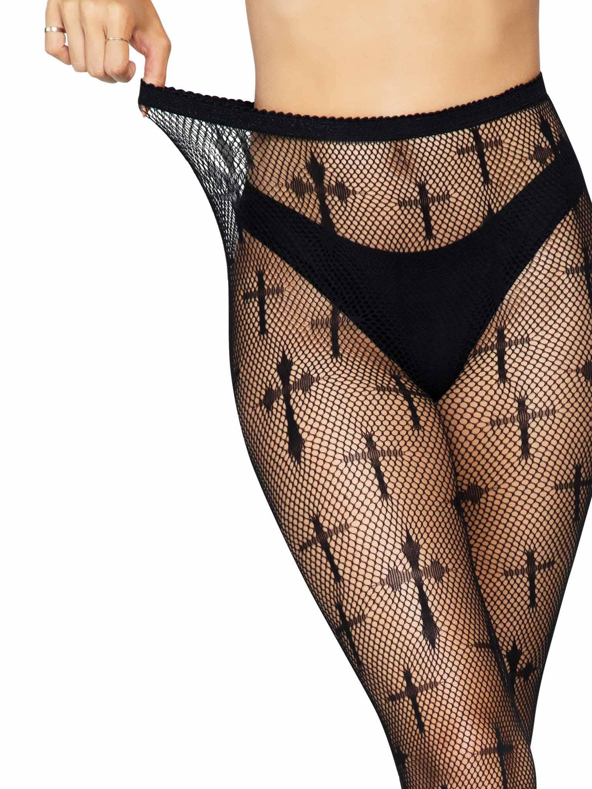 [Leg Avenue] Black "Worship Me" Fishnet Tights (One Size)