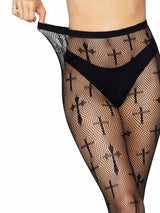 [Leg Avenue] Black "Worship Me" Fishnet Tights (One Size)