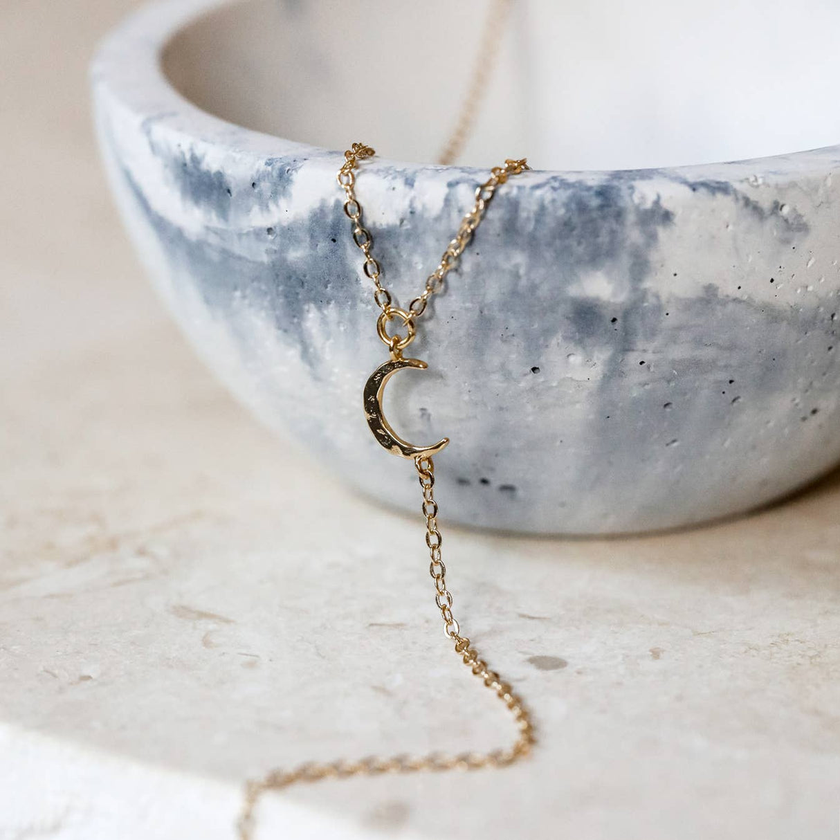 Hammered Moon Lariat Necklace