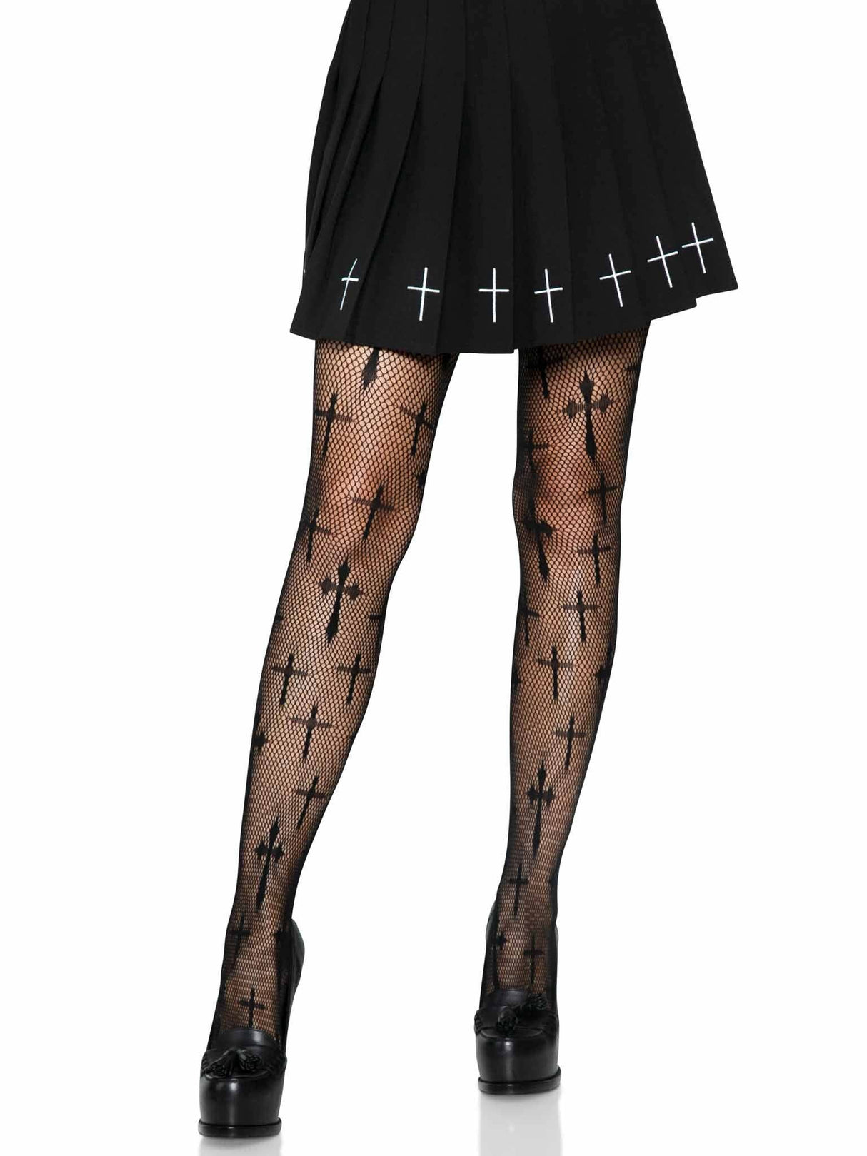 [Leg Avenue] Black "Worship Me" Fishnet Tights (One Size)
