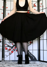 Cotton Black Midi Skirt With Pockets