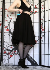 Cotton Black Midi Skirt With Pockets