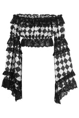 Harlequin Satin Flare Sleeve Peasant Top