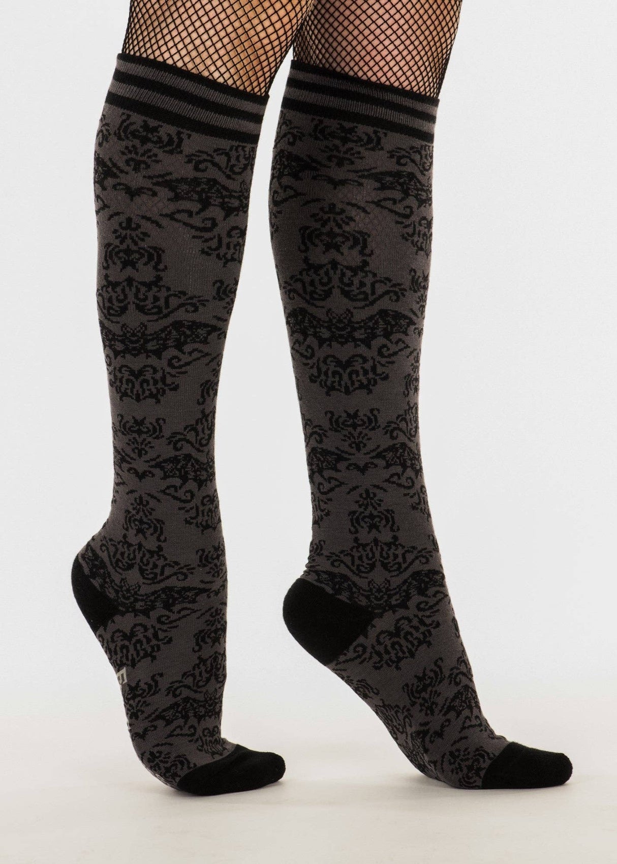 [FootClothes] Bat Damask Knee High Socks