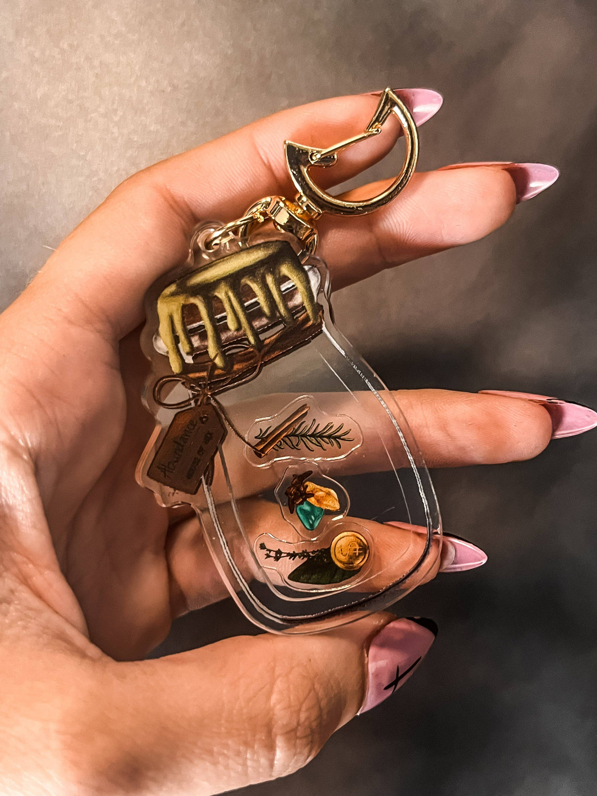 Abundance Jar Shaker Charm Keychain
