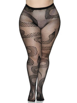 Black Snake Net Tights (One Size Plus)