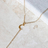 Hammered Moon Lariat Necklace