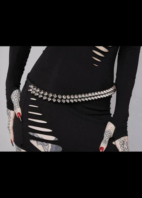 Black Studded Leather Belt