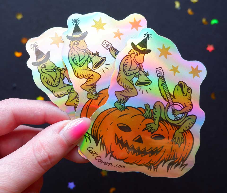 Halloween Frogs Holographic Sticker